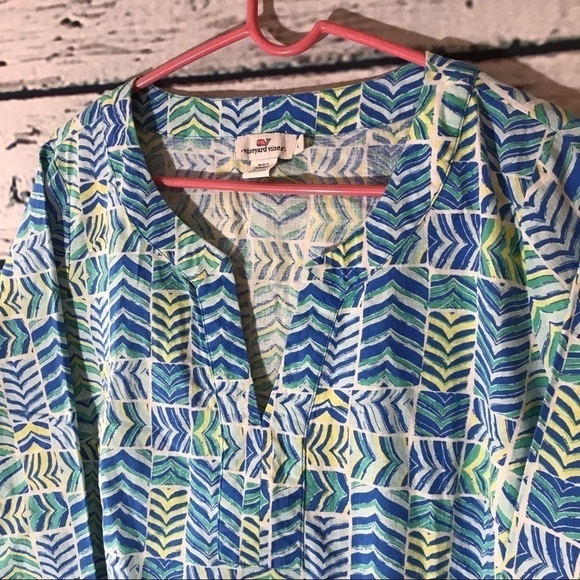 Vineyard Vines Split Neck Linen Blend Tunic - Picture 3 of 7